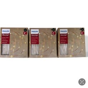 3x Philips Soft Warm White Battery OP Timer LED String Dewdrop Lights